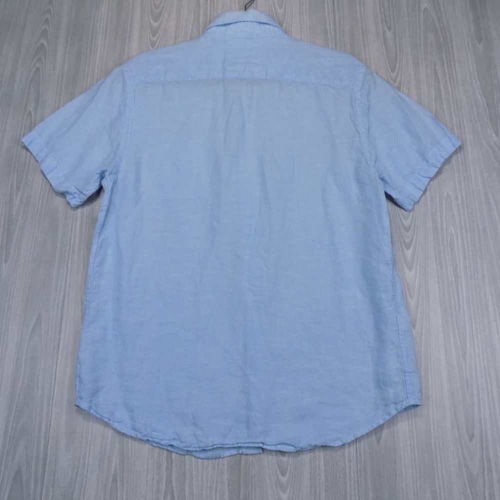 Porter & Ash Linen Shirt Mens M Light Blue Short Sleeve Button Down EUC - Picture 7 of 7